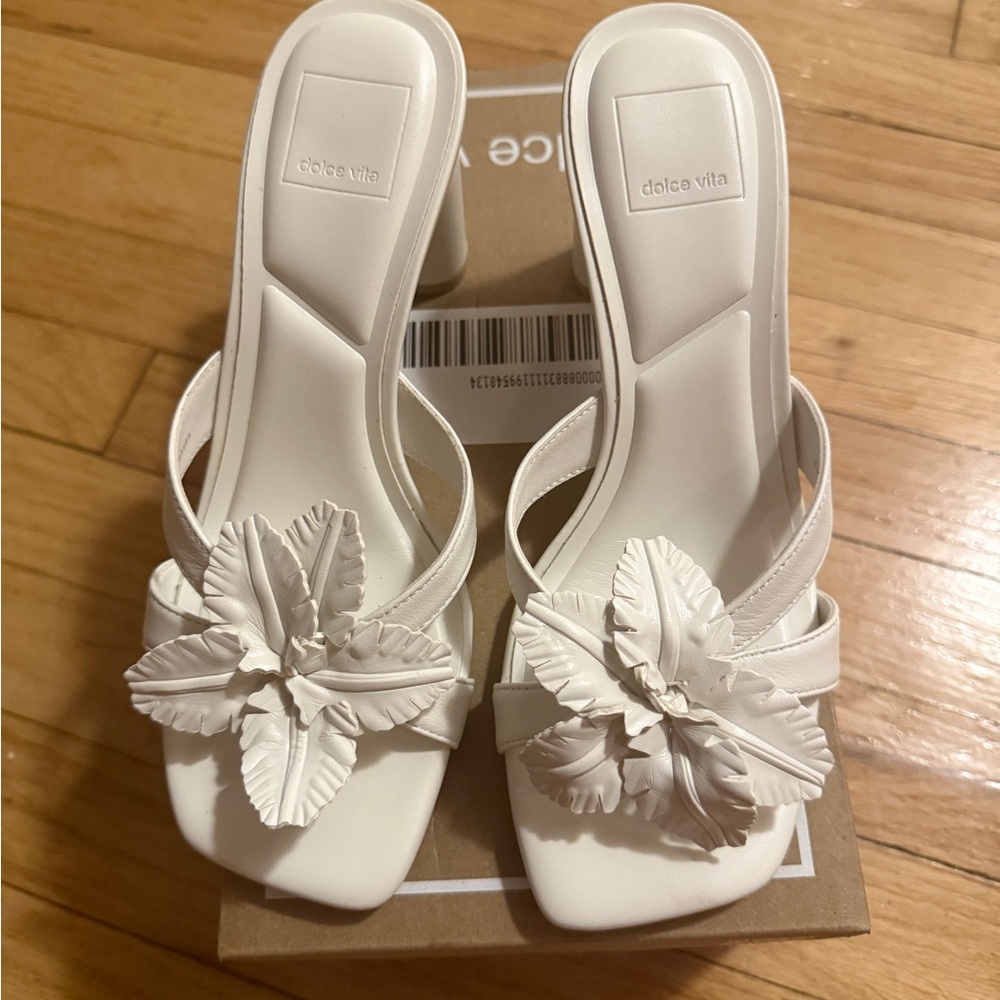 Dolce Vita Cream Heels with Floral Accent